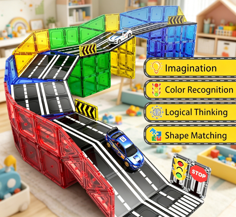 Magnetic Tiles - Road Set, Magnetic Building Blocks